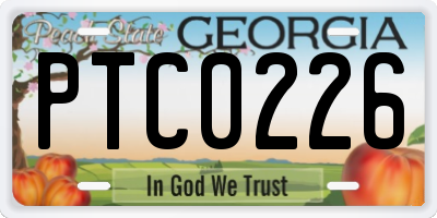 GA license plate PTC0226