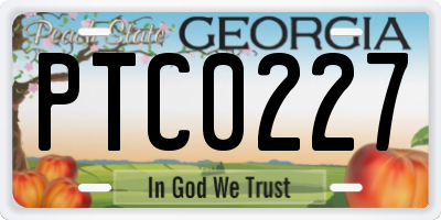 GA license plate PTC0227