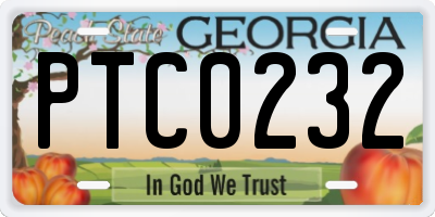 GA license plate PTC0232