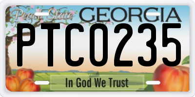 GA license plate PTC0235