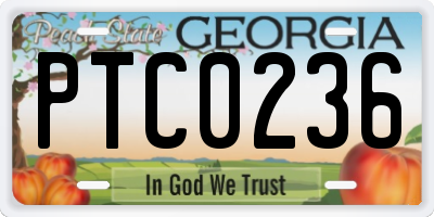 GA license plate PTC0236