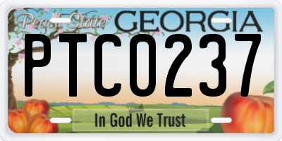 GA license plate PTC0237