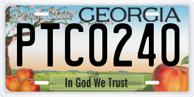 GA license plate PTC0240