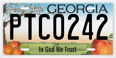 GA license plate PTC0242