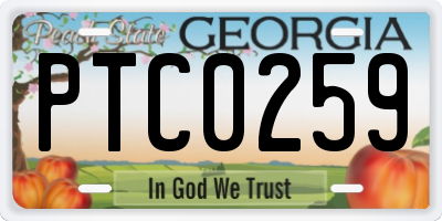 GA license plate PTC0259