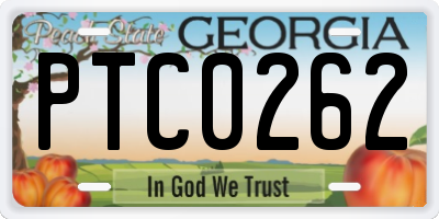 GA license plate PTC0262