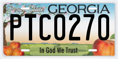 GA license plate PTC0270