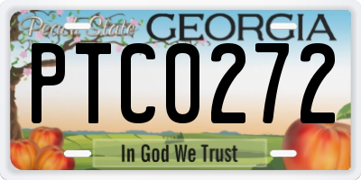 GA license plate PTC0272
