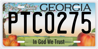 GA license plate PTC0275