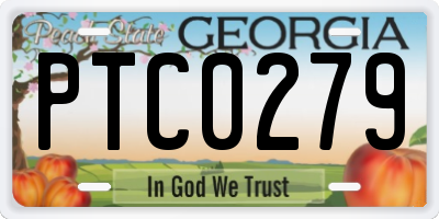 GA license plate PTC0279