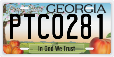 GA license plate PTC0281