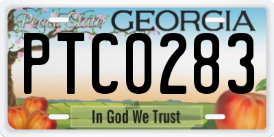 GA license plate PTC0283