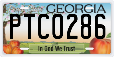 GA license plate PTC0286