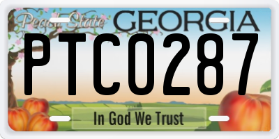 GA license plate PTC0287