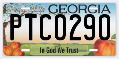 GA license plate PTC0290
