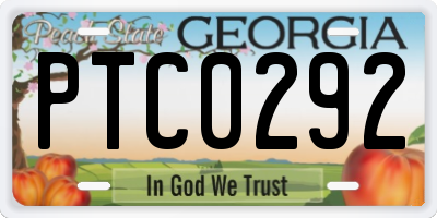 GA license plate PTC0292