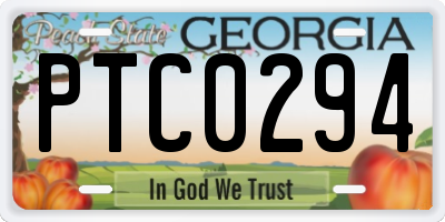 GA license plate PTC0294