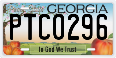GA license plate PTC0296
