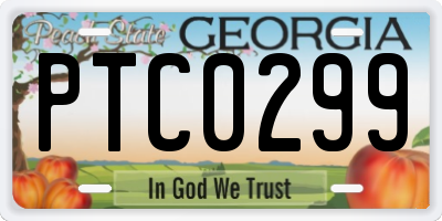 GA license plate PTC0299