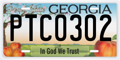 GA license plate PTC0302
