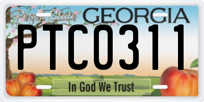 GA license plate PTC0311