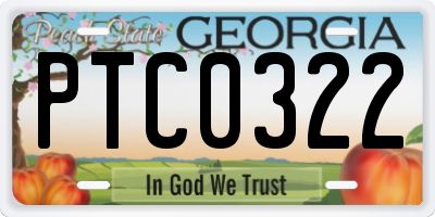 GA license plate PTC0322