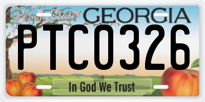 GA license plate PTC0326