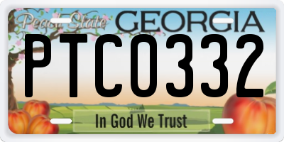 GA license plate PTC0332