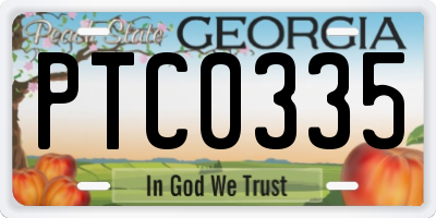 GA license plate PTC0335
