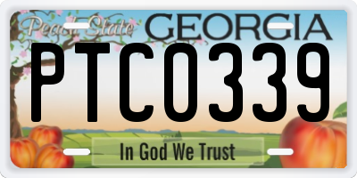 GA license plate PTC0339