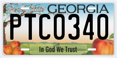 GA license plate PTC0340