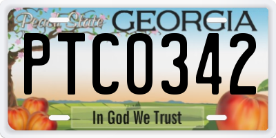 GA license plate PTC0342