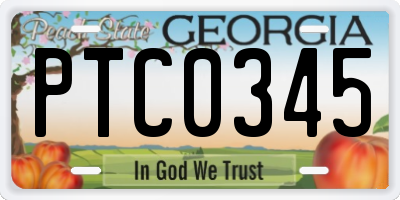 GA license plate PTC0345