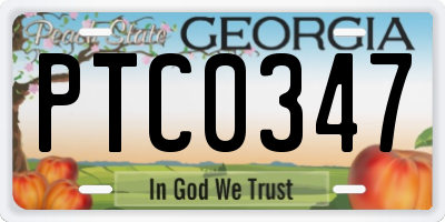 GA license plate PTC0347