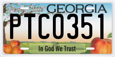GA license plate PTC0351
