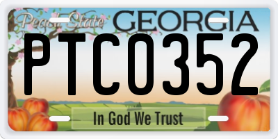 GA license plate PTC0352