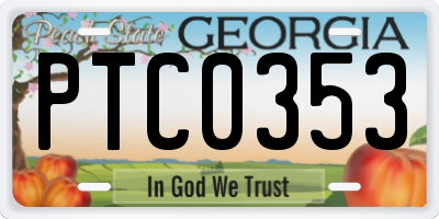 GA license plate PTC0353