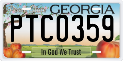 GA license plate PTC0359