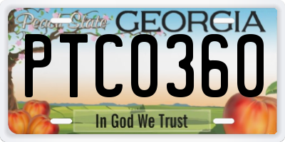 GA license plate PTC0360