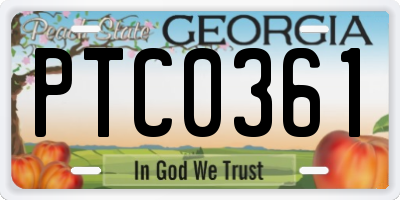 GA license plate PTC0361