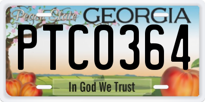 GA license plate PTC0364
