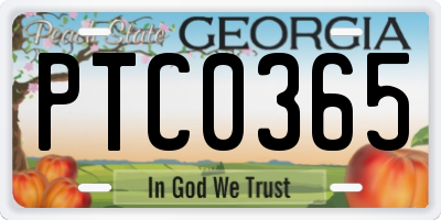 GA license plate PTC0365