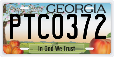 GA license plate PTC0372