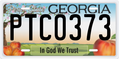 GA license plate PTC0373
