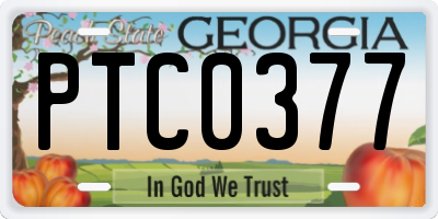 GA license plate PTC0377