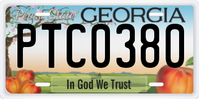 GA license plate PTC0380