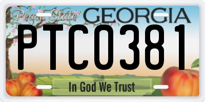 GA license plate PTC0381
