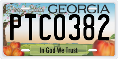 GA license plate PTC0382