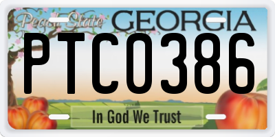GA license plate PTC0386