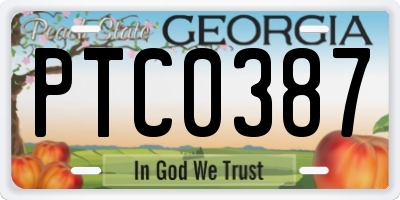 GA license plate PTC0387